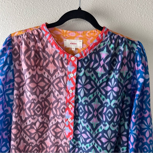 NWOT XiRENA Fiesta Huntley Crew Neck Long Sleeve Blouse Cotton Silk Boho Medium - Picture 5 of 13